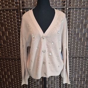 Elegant Beige Floral Cardigan